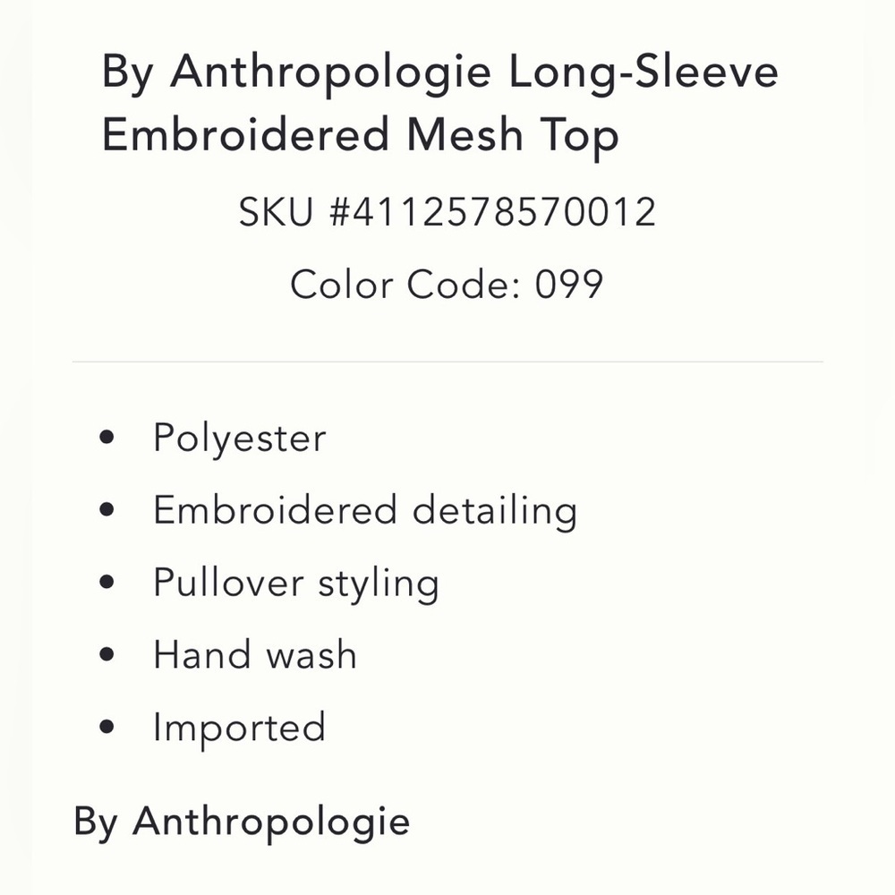 NWT By Anthropologie Embroidered Embroidered Mesh Blouse - Picture 3 of 11